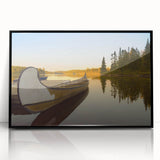 Large abstract wall art depicting a stylized Quebec scenery in black and white tones on a framed acrylic.