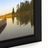 Extra large framed canvas featuring a textured depiction of Quebec scenery in black with colorful art accents.