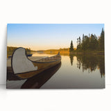 Black and white stretched canvas depicting a serene Quebec landscape, ideal for kitchen wall art or bedroom ambiance.