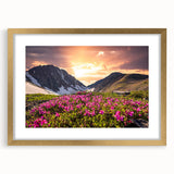 Extra large abstract art print of a textured Yukon scenery in a gold frame, ideal for living room wall decor.