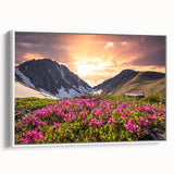 Vintage poster art of Yukon scenery on framed canvas, featuring colorful art with black accents, ideal for living room decor.