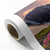 Art deco poster of Yukon scenery in pastel shades, printed on rolled canvas, suitable for nursery wall art.