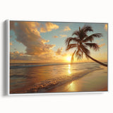 Framed canvas featuring a vintage poster art of the Caribbean Bahamas in colorful hues, ideal for living room decor.