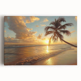 Black and white photograph of a serene Caribbean beach on stretched canvas, ideal for kitchen wall art or bedroom ambiance.