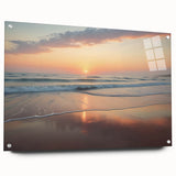 Acrylic print of a Caribbean scenery with vibrant blue and green tones, suitable for bedroom or dining room decor.