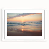 Textured abstract art print of a vibrant Caribbean scene on a framed white mat, suitable for bedroom wall decor.