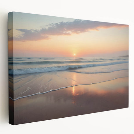 Large art canvas depicting a Caribbean beach scene with turquoise waters and palm trees, ideal for kitchen wall art.