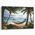 Framed canvas depicting a black and white vintage Puerto Rican landscape, ideal for bedroom wall art.