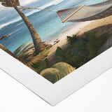 Art deco poster featuring a vibrant scene of Puerto Rico on a rolled canvas, suitable for dining room decor.