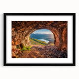 Extra large framed wall art of an abstract European landscape in vibrant, colorful hues, ideal for living room decor.