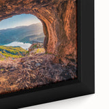 Extra large framed canvas featuring a textured, colorful depiction of a European Albanian scenery.