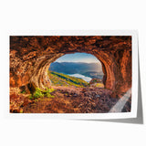 European Albanian landscape on rolled print, featuring subtle pastel shades, ideal for art wall dining room.