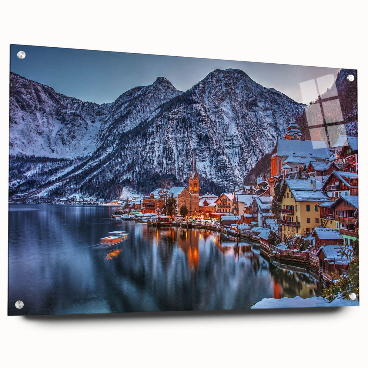 Acrylic print of a European landscape in soft, muted colors, ideal for dining room decor.