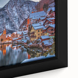 Extra large framed canvas featuring a textured depiction of a European scenery in Austria.