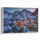 Landscape art painting of a European scenery in Austria, with vibrant colors on a framed canvas, ideal for living room decor.