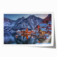 Rolled print of a serene Austrian landscape with vibrant green and blue tones, ideal for art wall dining room.