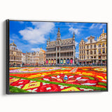 Black and white vintage poster art of a Belgian landscape on framed canvas, suitable for bedroom wall decor.