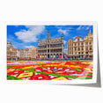 Extra large rolled print featuring a European scenery with vibrant floral elements, ideal for art wall dining room.