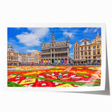 Extra large rolled print featuring a European scenery with vibrant floral elements, ideal for art wall dining room.