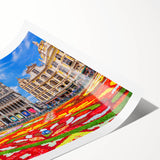 Extra large wall art featuring line art flowers in muted earth tones on a rolled print, ideal for large living room decor.