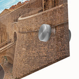 Large abstract wall art of a Croatian landscape in muted earth tones on acrylic glass, suitable for dining room decor.