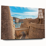 Acrylic print of a large abstract depiction of a Croatian landscape in muted earth tones.