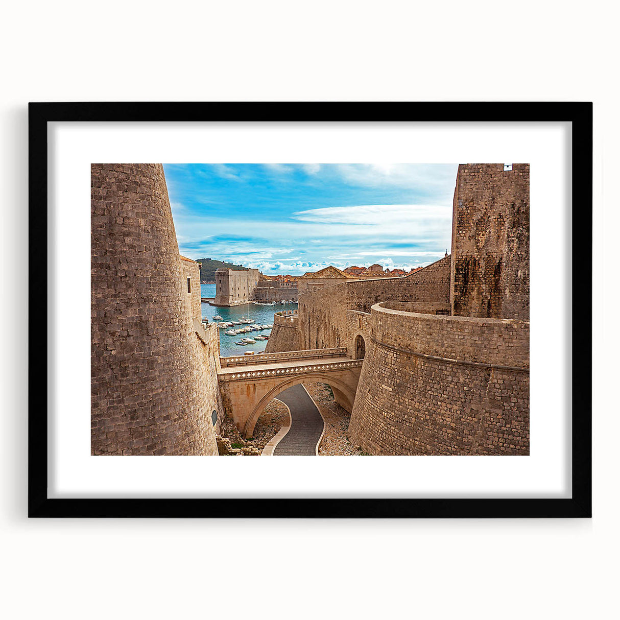 Extra large abstract art print of a colorful, textured Croatian landscape on a framed canvas, ideal for living room decor.