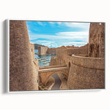 Vintage poster art of a Croatian landscape on framed canvas, featuring vibrant colors, ideal for living room decor.