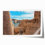 Extra large rolled print of a Croatian landscape with vibrant green and blue tones, ideal for dining room wall art.