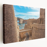 Large art print of a Croatian landscape in muted earth tones on stretched canvas, ideal for kitchen wall decor.