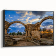 Black and white framed canvas of a vintage European landscape, ideal for bedroom wall decor.