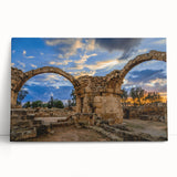 Black and white photo of a European Cyprus landscape on large stretched canvas, ideal for kitchen wall art.