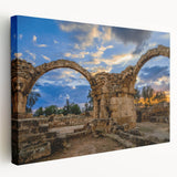 Large acrylic print of a European Cyprus landscape in muted earth tones, ideal for kitchen wall art.