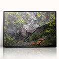 Large abstract wall art depicting a Czech Republic scenery in black and white, framed acrylic.