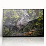Large abstract wall art depicting a Czech Republic scenery in black and white, framed acrylic.