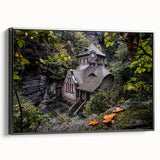 Black and white framed canvas of a Czech Republic landscape, ideal for bedroom wall art.