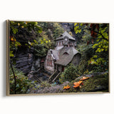 Framed canvas wall art featuring a vintage-style landscape of the Czech Republic in black and gold tones.