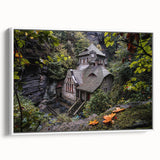 Vintage poster art of Prague on extra large framed canvas, featuring colorful imagery on a black background.