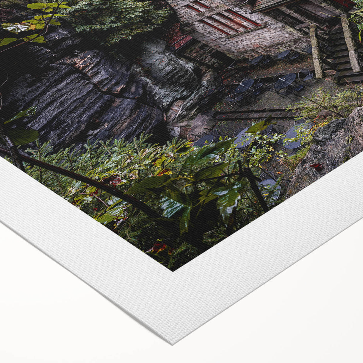 Art deco poster featuring a Czech Republic scenery in muted earth tones on rolled canvas, suitable for dining room decor.