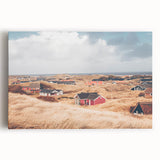 Black and white photograph of a European cityscape on stretched canvas, ideal for kitchen wall art.