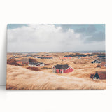 Large black and white photograph of a European street scene on stretched canvas, ideal for kitchen wall art.