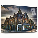 Acrylic glass print of Cumbria, England landscape with green hills and blue sky, suitable for bedroom or dining room decor.