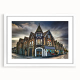 Textured abstract art print depicting a serene Cumbrian landscape in muted earth tones, framed with a white mat.