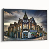 Black and white landscape art painting of Cumbria, England on framed canvas, ideal for bedroom wall decor.