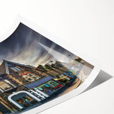 Extra large wall art featuring line art flowers in subtle earth tones on a rolled canvas.