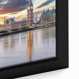 Extra large black wall art featuring a textured London scenery in colorful art style, ideal for living room decor.