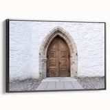 Framed canvas featuring a black and white vintage poster art of an Estonian landscape, ideal for bedroom wall decor.