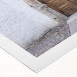 Art deco poster of a serene Estonian landscape in soft green and blue tones on rolled canvas, ideal for dining room wall art.