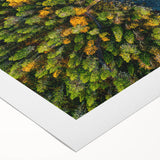 Art deco poster featuring a serene Finnish landscape in muted green and blue tones on rolled canvas.