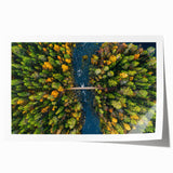 Rolled print of a serene Finnish landscape with lush greenery and a calm lake, ideal for art wall dining room.